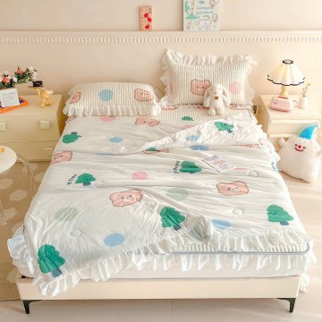 Bộ sản phẩm - Set Chiếu Cao Su Bọc Chun Latex Bèo Kèm Chăn Cao Cấp - Mềm Mịn Mát Lạnh